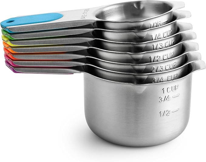 Spring Chef Magnetic Stainless Steel Measuring Cups Set of 7 Patented, Neon | - Image 8