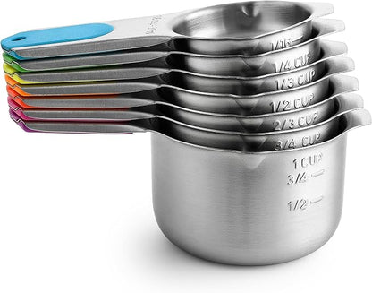 Spring Chef Magnetic Stainless Steel Measuring Cups Set of 7 Patented, Neon | - Image 8