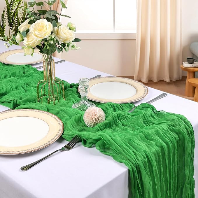 6 Pack 10Ft Green Cheesecloth Table Runner 23 x 120 Inch | Gauze Rustic Boho - Image 2