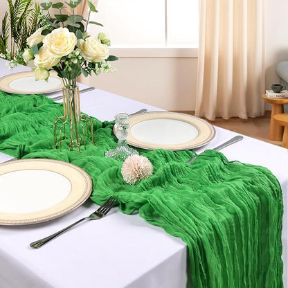 12 Pack 10Ft Green Cheesecloth Table Runner 23 x 120 Inch | Gauze Rustic Boho - Image 2
