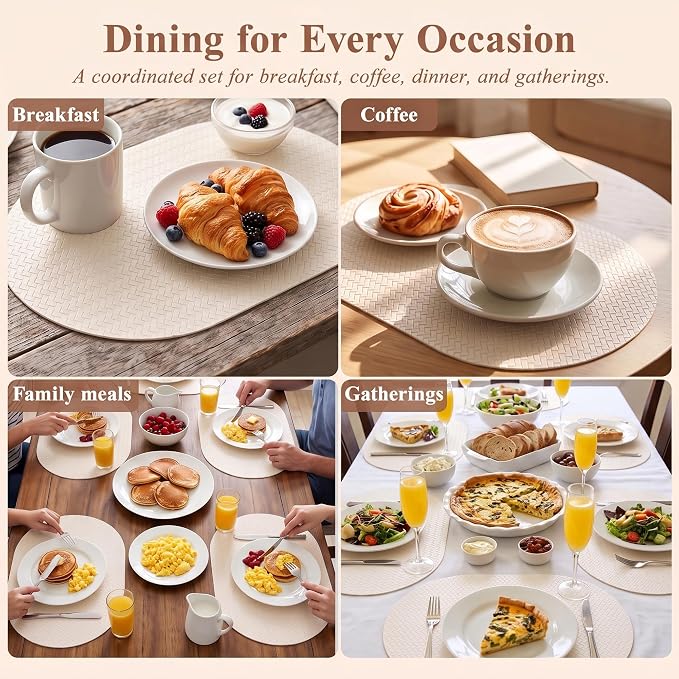 Woven Faux Leather Oval Placemats Set of 4/6 - Image 6