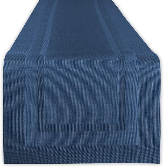 DII PVC Tabletop Collection Woven Indoor/Outdoor, Table Runner, Nautical Blue by DII