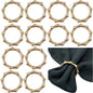 Matte Gold Napkin Rings，Bamboo Napkin Ring Set of 12 by Kintyno