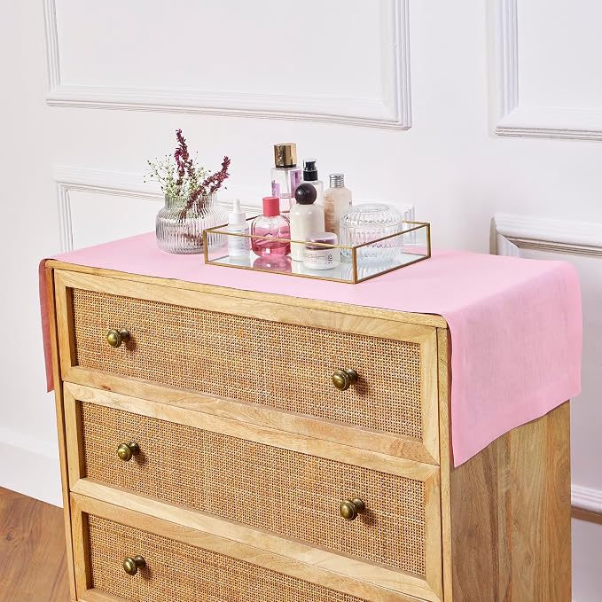 Solino Home 100% Pure Linen Table Runner Pink Lemonade, Fete 14 x 36 in | Table - Image 5