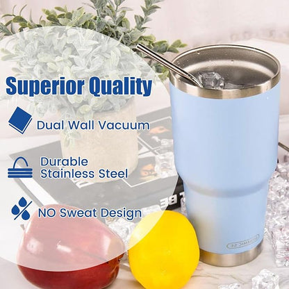 D·S 30oz Blue Tumbler Double Wall Vacuum Insulated Travel Coffee Mug | Double - Image 6