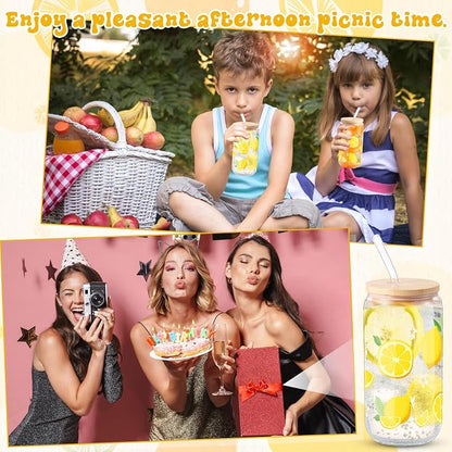 Sliner 2 Pcs Lemon Glass Cups Summer Drinking Tumbler 16 oz Iced Coffee Cup - Image 7