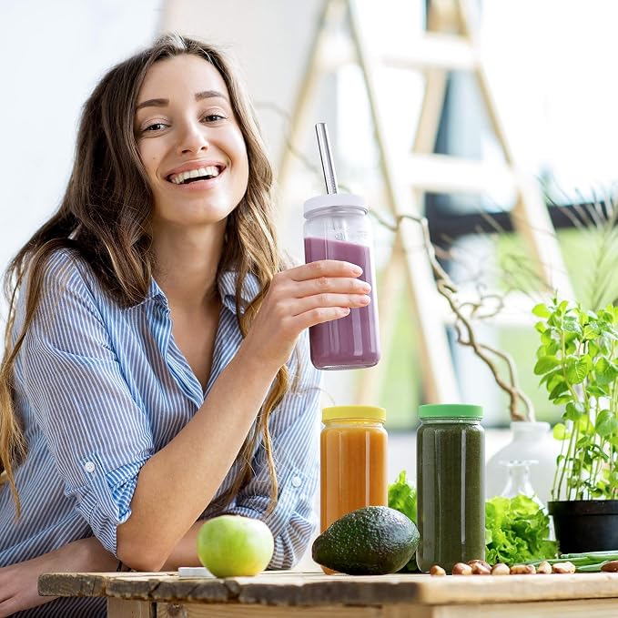 8 Pack Glass Juicing Bottle Drinking Jars - Image 8