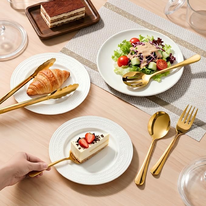 11PCS Stainless Steel Gold Serving Utensils, 8.7''Serving Spoons, 8.7''Slotted - Image 6