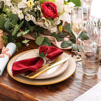 Flower Napkin Rings Set of 12 Wooden Red Rose Handmade Napkin Holders - Image 5