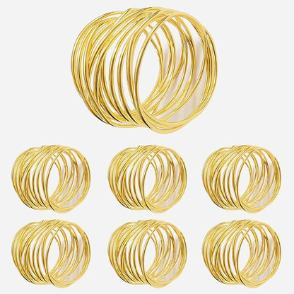 6 PCS Gold Metal Napkin Rings by Unknown