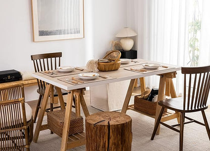 Kevin Textile Set of 4 Placemats Heat Resistant Dining Table Place Mats Kitchen Table Mats, 13"x19", Natural Linen