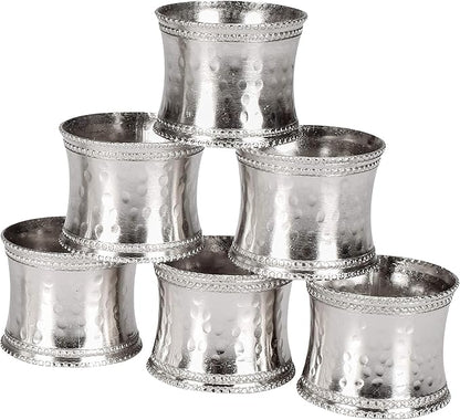 CLEENTABLE Napkin Rings 12 Pcs Decorative Metal Napkin Holder Buckles, Fall Thanksgiving Christmas Napkin Rings, Napkins Rings for Dinner Table Decor, Wedding, Banquet, Party, Easter (Silver)