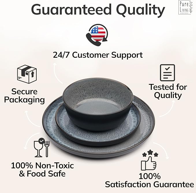 24 Piece Stoneware Dinnerware Set - Image 8