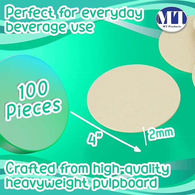 MT Products Off-White Round Paper Coasters - Image 2