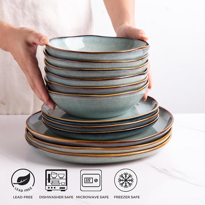 AmorArc Ceramic Cereal Bowls Set of 4, 24 oz Handmade Stoneware Bowls - Image 6