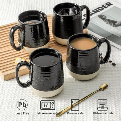 HASENSE Ceramic Coffee Mugs Set, 15 oz Large Coffee Cups Set of 4, Tea Cups - Image 4