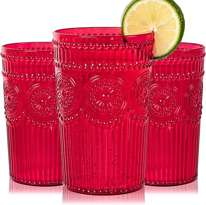 Ciaell 12 Pack Red Plastic Water Glasses by Ciaell