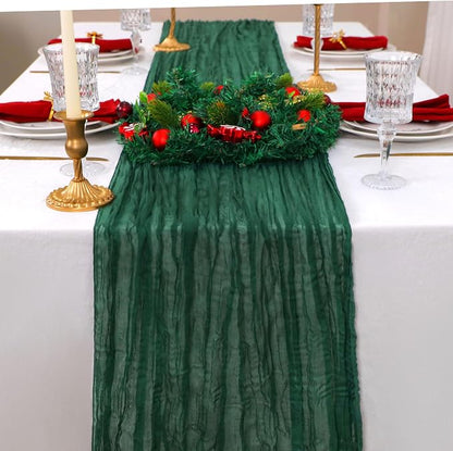 Snowkingdom 6 PCS Emerald Green Table Runner 120 Inch 10 Ft Rustic Boho Dark - Image 4
