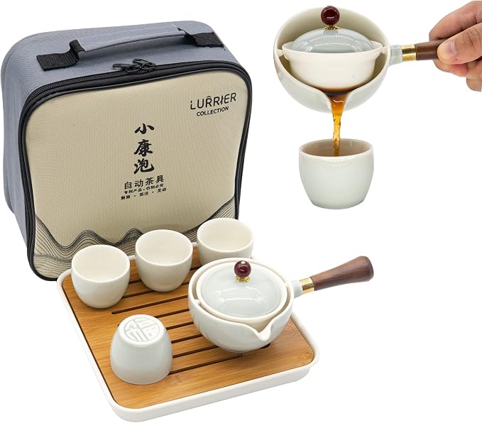 LURRIER Porcelain Chinese Gongfu Tea Set, Portable Teapot Set by LURRIERUS