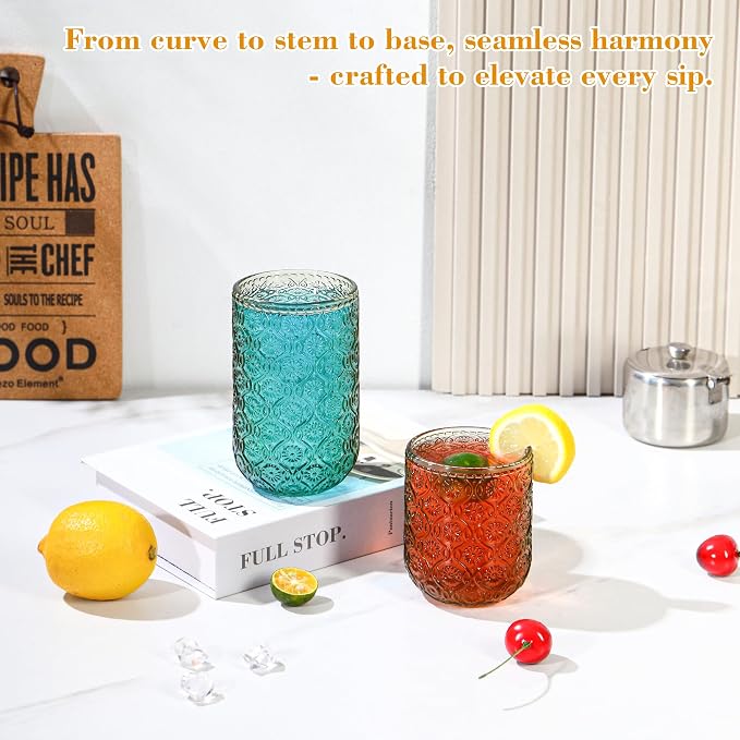 Green Drinking Glasses Set of 12, 12 Oz Highball & 10 Oz Cocktail Glasses - Image 9