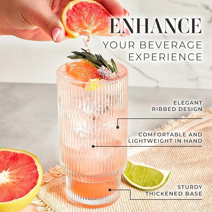 Kitchen Lux Ribbed Drinking Glasses - Image 4