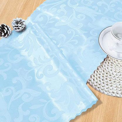 MILVOWOC 12 Pack Light Blue Satin Table Runner, 12 x 72 Inch | Jacquard Damask - Image 4