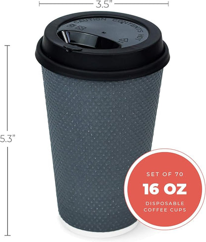To Go Coffee Cups With Lids - 16 oz Disposable Coffee Cup With Lid. Large Togo - Image 3