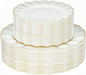 120PCS Ivory White Plastic Plates, Heavy Duty Disposable Party Plate with Gold Rim, Fancy 60 Dinner & 60 Dessert Plates for Parties and Wedding