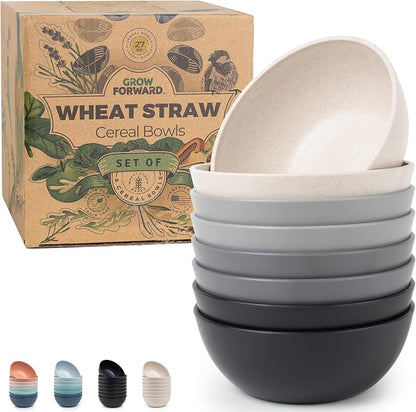 Grow Forward Premium Wheat Straw Bowls Set of 8 by GrowForward