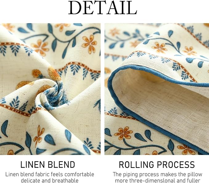 Designer French Linen Extra Long Table Runner, Pale Yellow Floral Pattern - Image 5