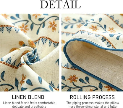 Designer French Linen Extra Long Table Runner, Pale Yellow Floral Pattern - Image 5
