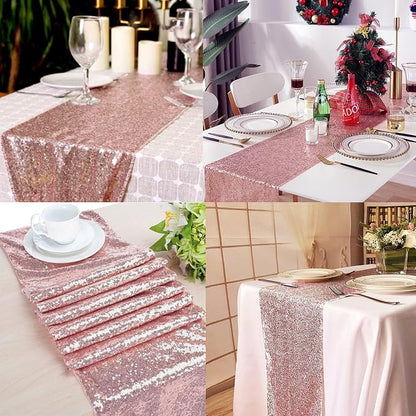 12 Packs 12 X 72 Inch Sequin Table Runner Glitter Dining Table Runner - Image 5
