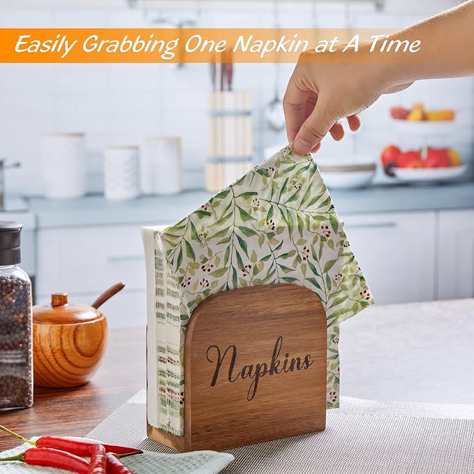 Napkin Holder for Table, ALELION Acacia Wooden Napkin Holders for Kitchen - Image 4