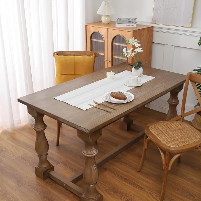 Gernaice 2PCS Boho Table Runner, Embroidered Cotton Linen Farmhouse Table - Image 2