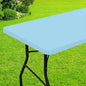 Smiry Rectangle Picnic Table Cloth, Waterproof Elastic Fitted Tablecloths for 8 Foot Tables, Washable Polyester Table Cover for Camping, Indoor and Outdoor (Light Blue, 30"x96")
