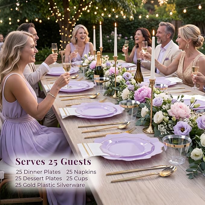 175Pcs Purple Plates Disposable - Image 3