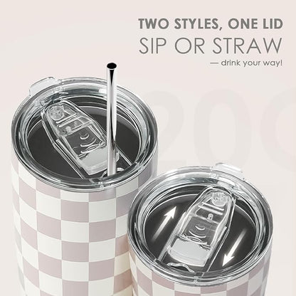 SANDJEST Checkered Tumbler 20oz Stainless Steel Insulated, Checker Travel - Image 5