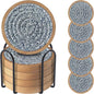 Wood Coasters for Drinks, Eykao Absorbent Coaster Sets of 5, Woven Drink by Eykao