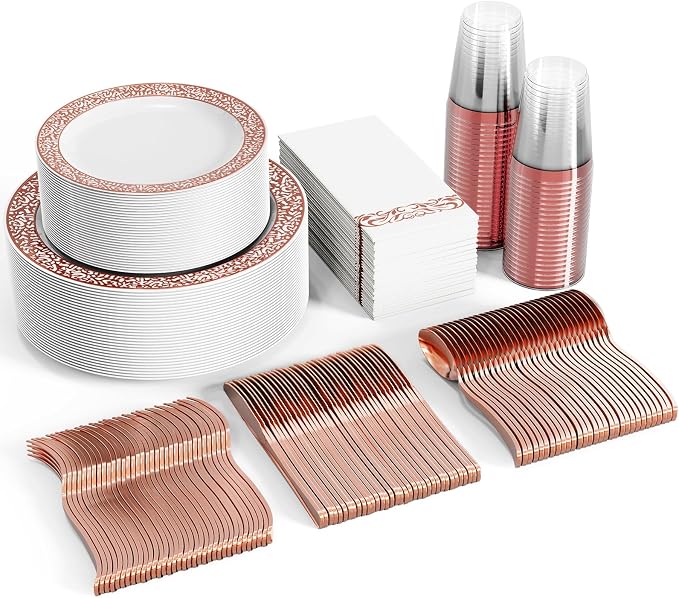 FOCUSLINE 350 Ct Rose Gold Dinnerware Set by FOCUSLINE
