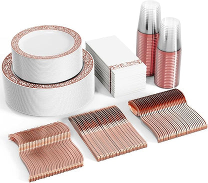 FOCUSLINE 350 Ct Rose Gold Dinnerware Set by FOCUSLINE