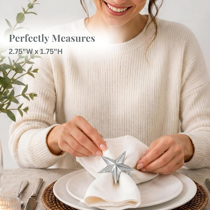 Star Napkin Rings, Durable Aluminum Napkin Holder - Image 4