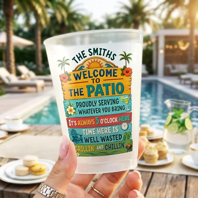 Personalized Patio Party Cups, Reusable Plastic Cups | Summer Vacation And - Image 3