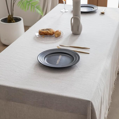 EVERLY Pure Linen Hemstitch Tablecloth,100% Stonewashed French Linen tablecloths for Kitchen Dining Rectangle Tables,60x144Inch Machine Washable Christmas Thanksgiving Organic Tablecloth-Natural Linen