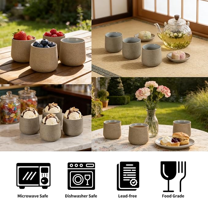 TEANAGOO Japanese Tea Cups Set of 4pcs, 6.9oz/205ml Elegant Ceramic Matcha Cups - Image 6