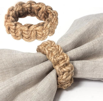 Boho Napkin Rings Set of 6, Handwoven Natural Jute Napkin Rings, Boho Style - Image 2