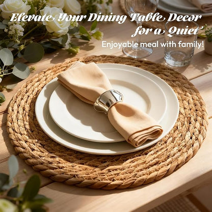 13 Inch Round Woven Placemats Set of 24, Boho Farmhouse Rustic Rattan Wicker - Image 5