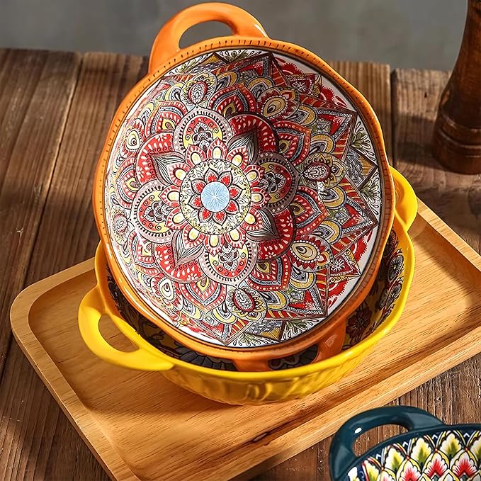 2 Pack Boho Ceramic Serving Bowls - Image 4