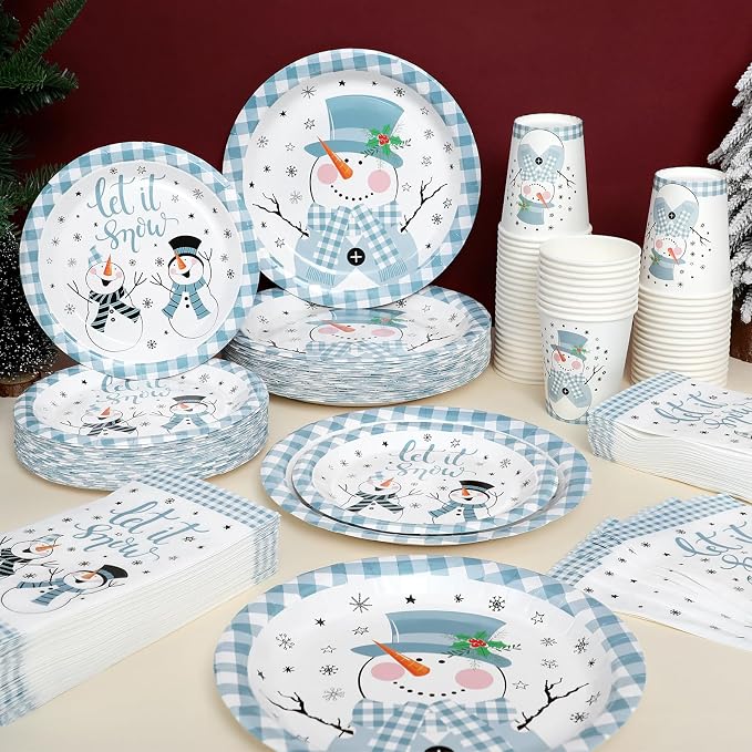 Funnymoom 250 Pcs Winter Snowman Party Decorations - Image 6