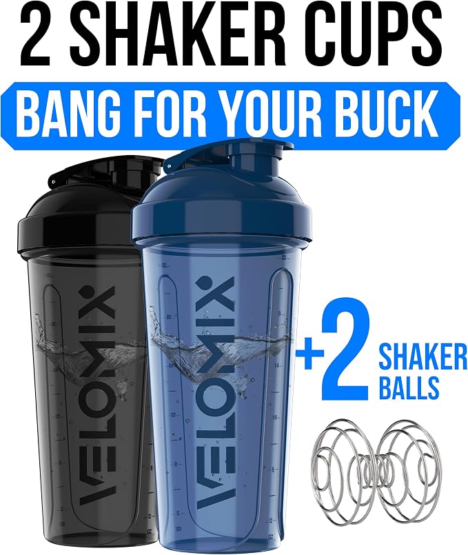 VELOMIX 2 Pack 28oz Protein Shaker Bottle - Image 2