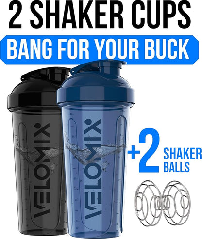 VELOMIX 2 Pack 28oz Protein Shaker Bottle - Image 2